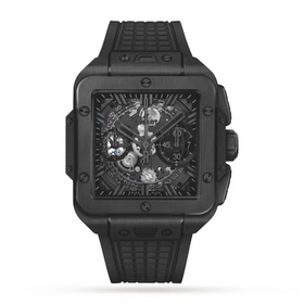 Hublot Square Bang Men Automatic Skeleton Rubber Watch